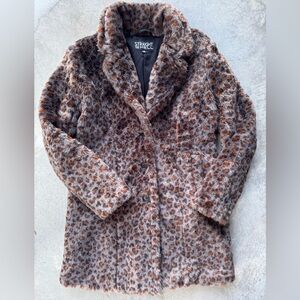 Straight to Hell Women's Leopard Print Faux Fur Coat